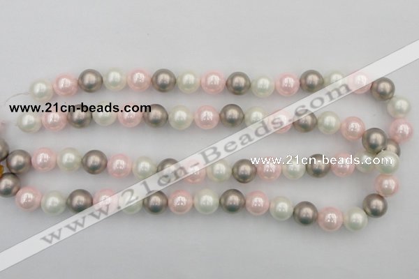 CSB356 15.5 inches 12mm round mixed color shell pearl beads