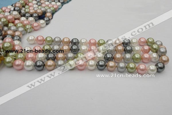 CSB357 15.5 inches 12mm round mixed color shell pearl beads