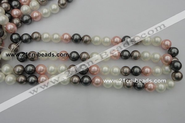 CSB358 15.5 inches 12mm round mixed color shell pearl beads