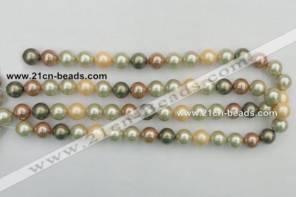 CSB359 15.5 inches 12mm round mixed color shell pearl beads