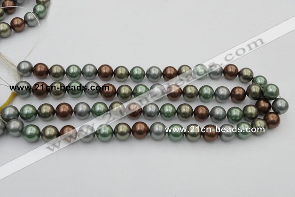 CSB367 15.5 inches 12mm round mixed color shell pearl beads