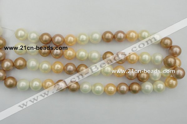 CSB371 15.5 inches 14mm round mixed color shell pearl beads