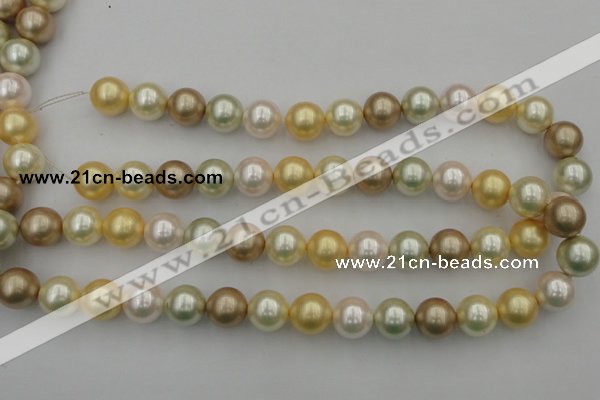 CSB372 15.5 inches 14mm round mixed color shell pearl beads