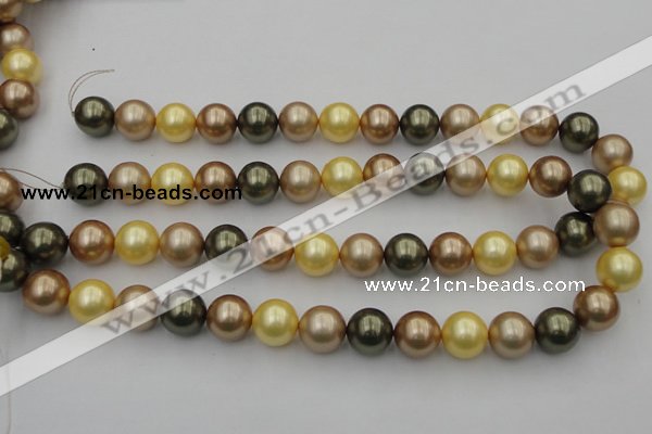 CSB375 15.5 inches 14mm round mixed color shell pearl beads