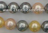 CSB377 15.5 inches 14mm round mixed color shell pearl beads