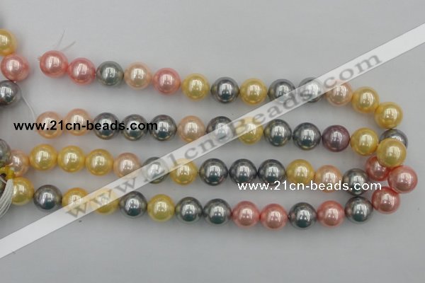 CSB377 15.5 inches 14mm round mixed color shell pearl beads