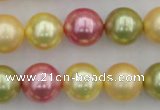 CSB378 15.5 inches 14mm round mixed color shell pearl beads