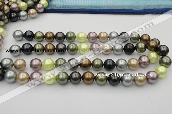 CSB381 15.5 inches 14mm round mixed color shell pearl beads