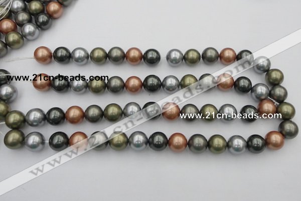 CSB382 15.5 inches 14mm round mixed color shell pearl beads