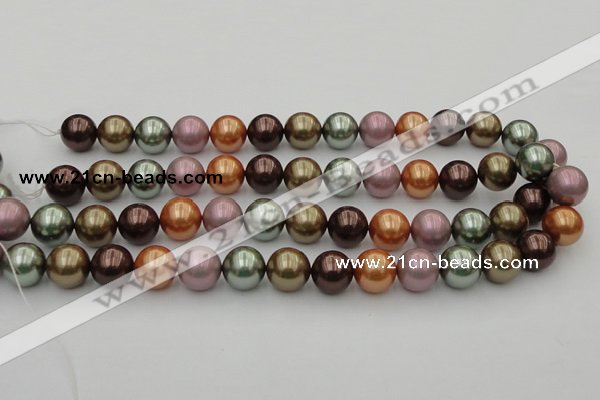 CSB383 15.5 inches 14mm round mixed color shell pearl beads