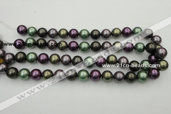 CSB386 15.5 inches 14mm round mixed color shell pearl beads