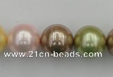 CSB393 15.5 inches 16mm round mixed color shell pearl beads