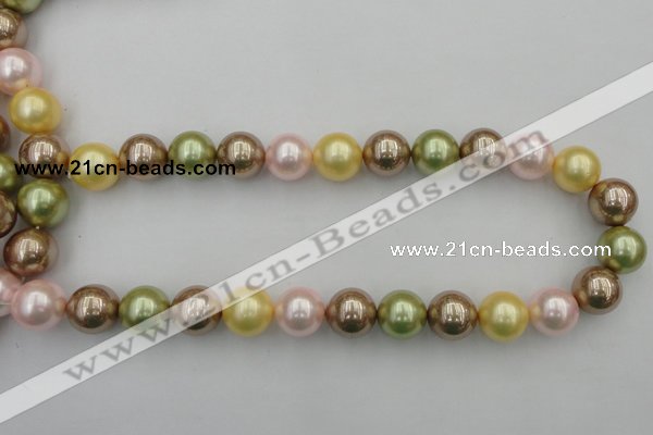 CSB393 15.5 inches 16mm round mixed color shell pearl beads