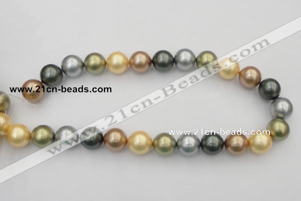 CSB395 15.5 inches 16mm round mixed color shell pearl beads