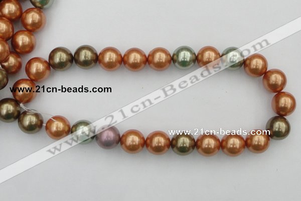 CSB397 15.5 inches 16mm round mixed color shell pearl beads