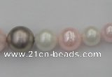 CSB406 15.5 inches 8mm - 16mm round mixed color shell pearl beads