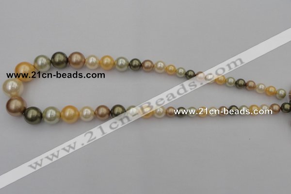 CSB407 15.5 inches 8mm - 16mm round mixed color shell pearl beads