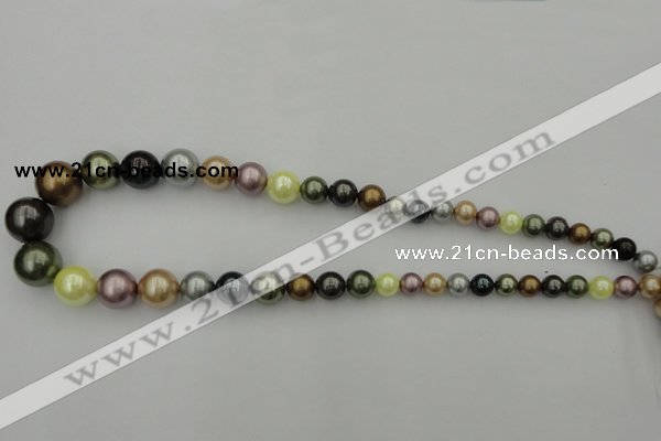 CSB409 15.5 inches 8mm - 16mm round mixed color shell pearl beads