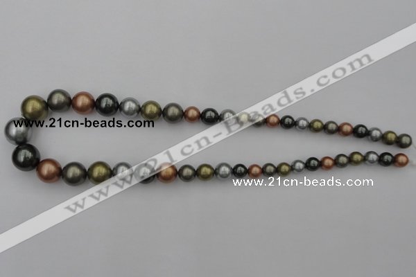 CSB410 15.5 inches 8mm - 16mm round mixed color shell pearl beads