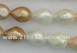 CSB415 12*15.5mm faceted teardrop mixed color shell pearl beads