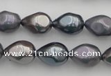 CSB418 12*15.5mm faceted teardrop mixed color shell pearl beads