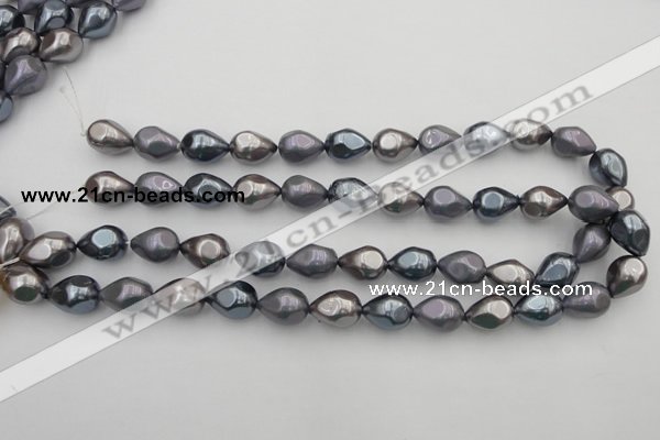 CSB418 12*15.5mm faceted teardrop mixed color shell pearl beads