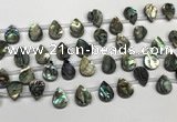 CSB4186 Top drilled 10*14mm flat teardrop balone shell beads