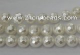 CSB451 15.5 inches 8mm faceted round shell pearl beads