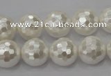 CSB455 15.5 inches 16mm faceted round shell pearl beads