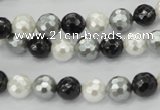 CSB470 15.5 inches 8mm faceted round mixed color shell pearl beads