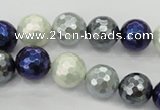 CSB482 15.5 inches 12mm faceted round mixed color shell pearl beads