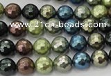 CSB531 15.5 inches 10mm faceted round mixed color shell pearl beads