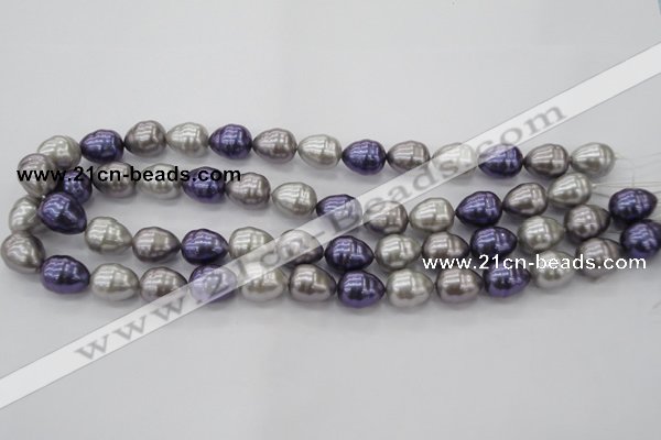 CSB551 15.5 inches 12*15mm whorl teardrop mixed color shell pearl beads