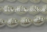 CSB557 15.5 inches 12*15mm whorl teardrop shell pearl beads