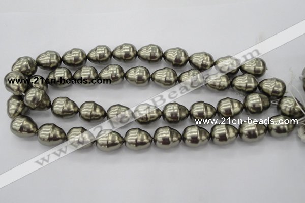 CSB572 15.5 inches 16*19mm whorl teardrop shell pearl beads