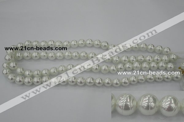 CSB600 15.5 inches 10mm whorl round shell pearl beads