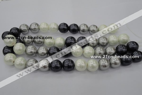 CSB650 15.5 inches 18mm whorl round mixed color shell pearl beads