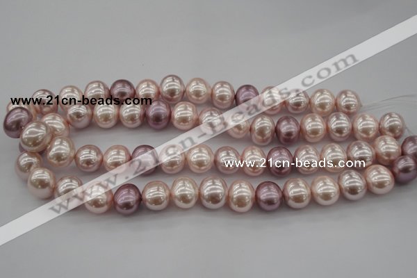 CSB693 15.5 inches 13*15mm oval mixed color shell pearl beads