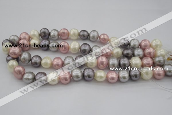 CSB694 15.5 inches 13*15mm oval mixed color shell pearl beads