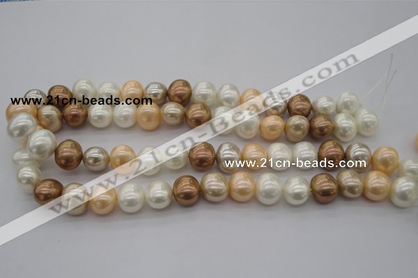 CSB695 15.5 inches 13*15mm oval mixed color shell pearl beads