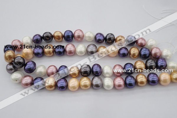 CSB696 15.5 inches 13*15mm oval mixed color shell pearl beads