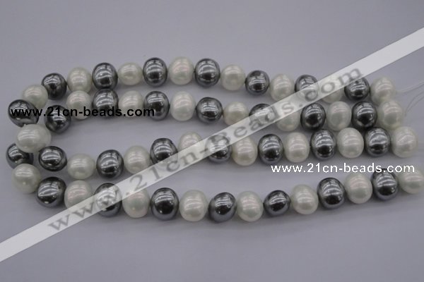 CSB697 15.5 inches 13*15mm oval mixed color shell pearl beads