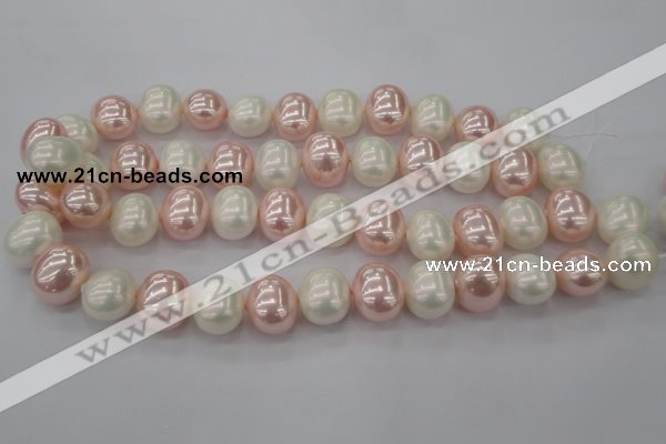 CSB712 15.5 inches 16*19mm oval mixed color shell pearl beads