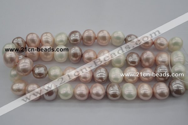 CSB713 15.5 inches 16*19mm oval mixed color shell pearl beads