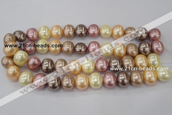 CSB715 15.5 inches 16*19mm oval mixed color shell pearl beads