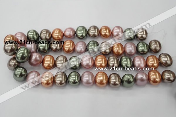 CSB716 15.5 inches 16*19mm oval mixed color shell pearl beads