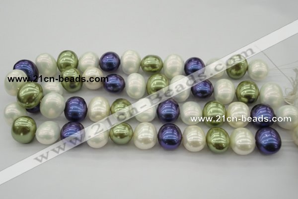 CSB717 15.5 inches 16*19mm oval mixed color shell pearl beads