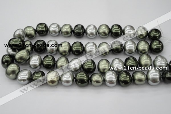 CSB718 15.5 inches 16*19mm oval mixed color shell pearl beads