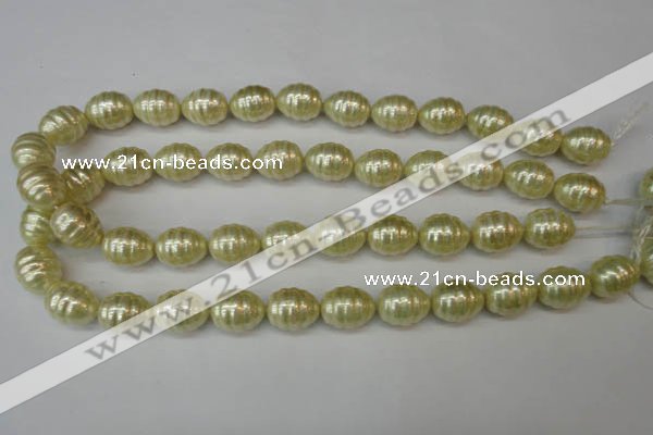 CSB887 15.5 inches 13*16mm whorl teardrop shell pearl beads wholesale