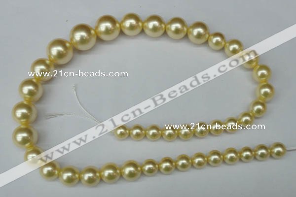 CSB923 15.5 inches 8mm - 14mm round shell pearl beads wholesale